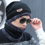 Wool Neck Warmer Knitted Hat Scarf Set