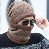 Wool Neck Warmer Knitted Hat Scarf Set