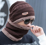 Wool Neck Warmer Knitted Hat Scarf Set