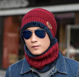 Wool Neck Warmer Knitted Hat Scarf Set